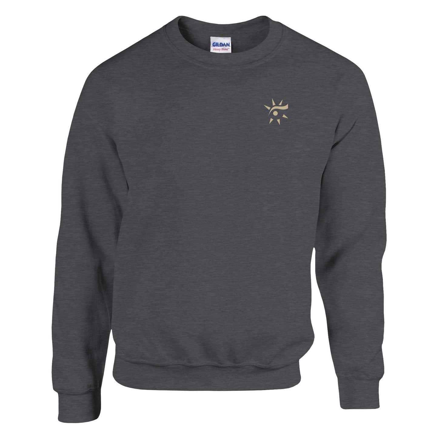 Dark heather unisex crewneck sweatshirt, front view