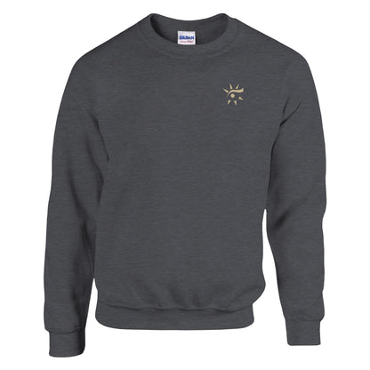 Dark heather unisex crewneck sweatshirt, front view