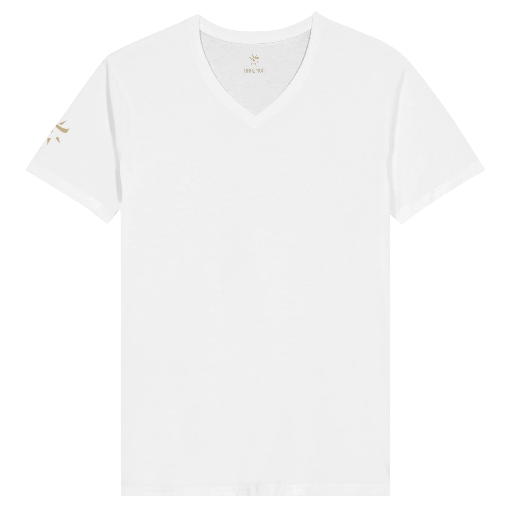 White unisex V-neck t-shirt, front view