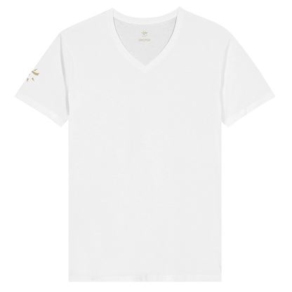 White unisex V-neck t-shirt, front view