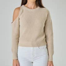 Maglia con spacco su spalla in misto Cashmere - Anastasia