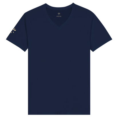 Navy unisex V-neck t-shirt, front view