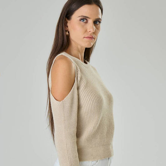 Maglia con spacco su spalla in misto Cashmere - Anastasia