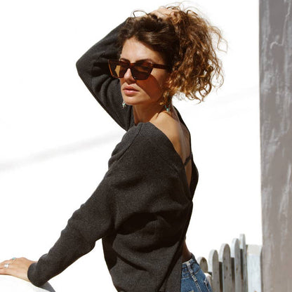 Maglia in misto Cashmere con incrocio sul retro - Andrea