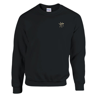 Black unisex crewneck sweatshirt, front view